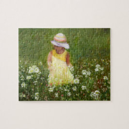 Puzzle Niña pequeña en campo de flores
