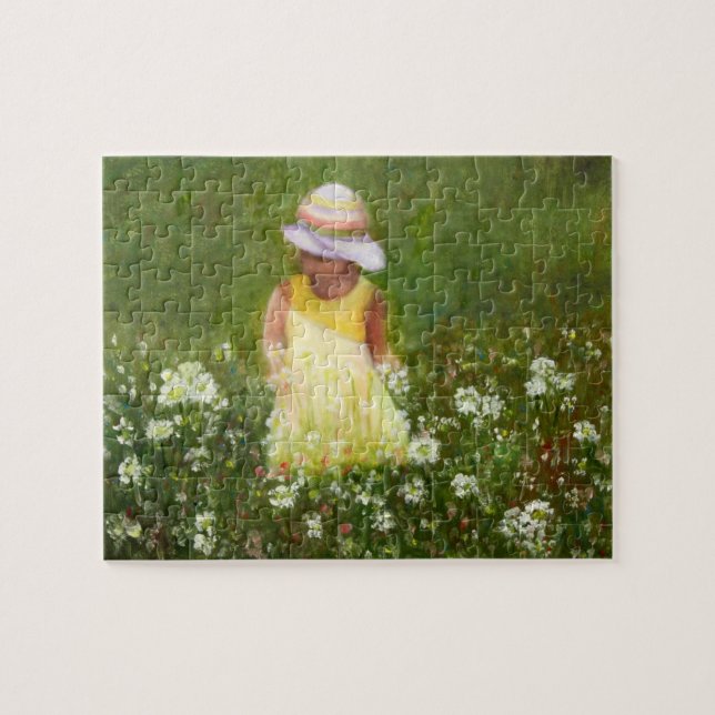 Puzzle Niña pequeña en campo de flores (Horizontal)