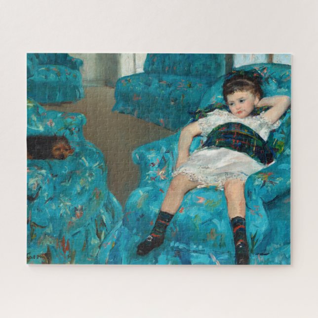 Puzzle Niña pequeña en un sillón azul por Mary Cassatt (Horizontal)