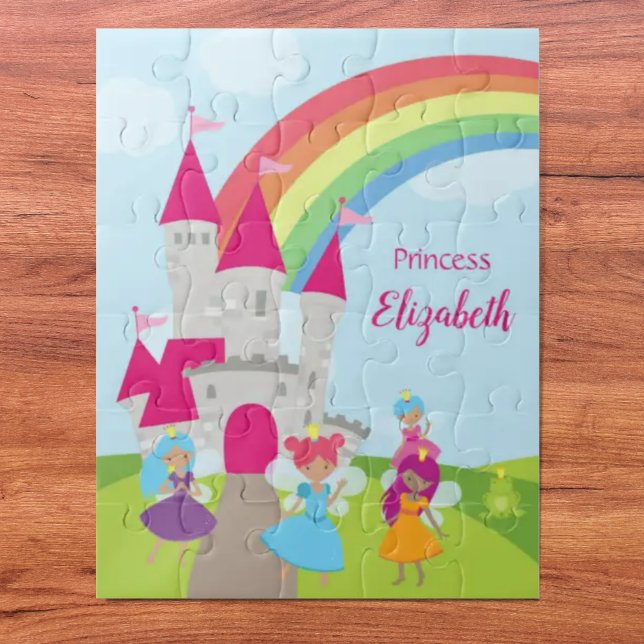 Puzzle Niña pequeña Princesa de hadas con arcoiris y cast (Subido por el creador)