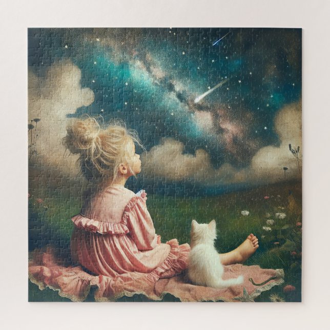 Puzzle Niña pequeña viendo una estrella fugaz (Vertical)