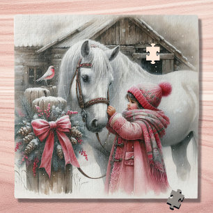Puzzle Niña pequeña y sus Navidades de Rústica del Caball