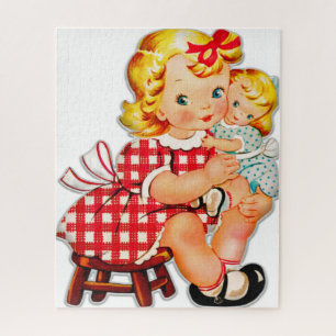 Puzzle Niña retro vintage muñeca niña