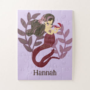 Puzzle Niñas pequeñas cortan sirena morada