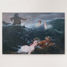 Ninfas y estrellas nadando en las olas