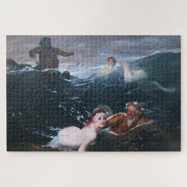 Puzzle Ninfas y estrellas nadando en las olas (Horizontal)