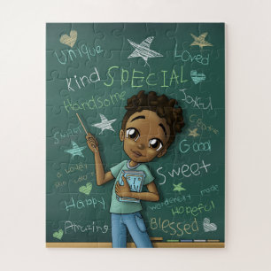 Puzzle Niño afroamericano con afirmaciones
