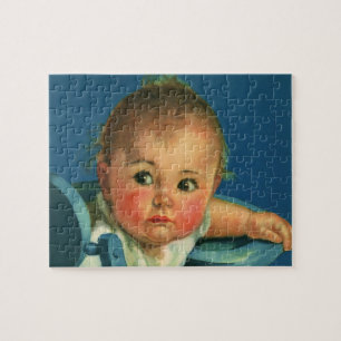 Puzzle Niño Antiguo, Bebé Lindo Niño o Niña en Silla Alta