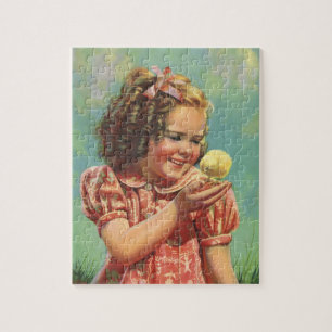 Puzzle Niño de época, Chica con niño de Pascua