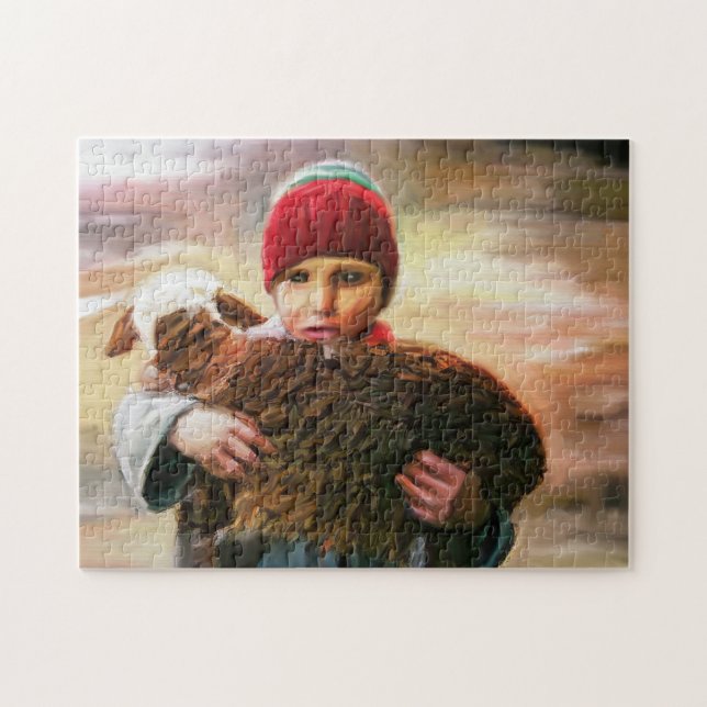 Puzzle Niño pastor con cordero Pakistán. (Horizontal)