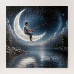 Puzzle Niño Pescando en una Luna Creciente