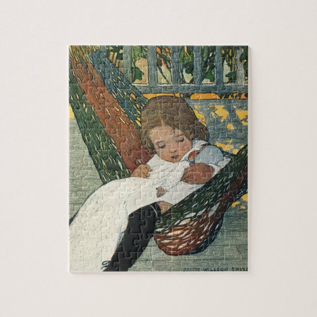 Puzzle Niño ventilado con muñeca por Jessie Willcox Smith (Vertical)