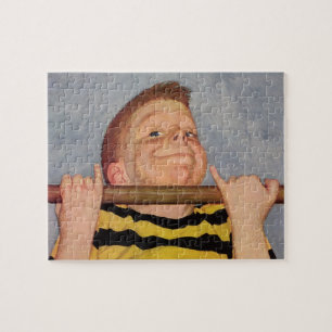 Puzzle Niño ventilado haciendo ups de estaño, fitness y e