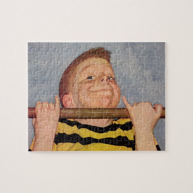 Puzzle Niño ventilado haciendo ups de estaño, fitness y e (Horizontal)