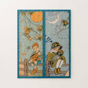 Puzzle Niño y chica de los años 20 en otoño