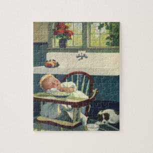 Puzzle Niños Antiguos, Silla Alta de Cocina para Bebé Dur