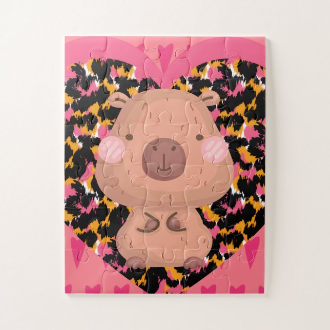 Puzzle Niños Cabybara y Corazones (Vertical)