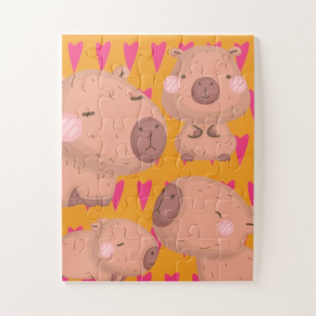 Puzzle Niños Cabybaras y Corazones (Vertical)