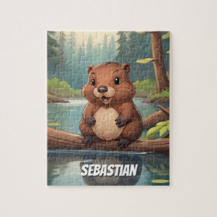 Puzzle Niños castores lindos personalizados