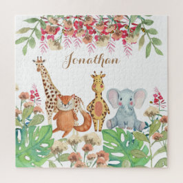 Puzzle Niños con acuarela personalizada Selva de safari m