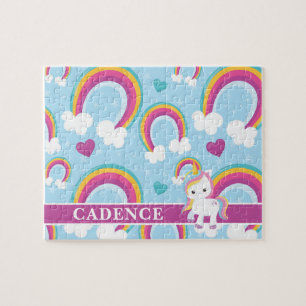 Puzzle Niños con unicornio arcoiris mágico personalizados