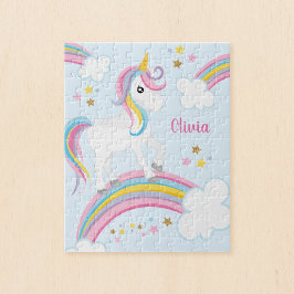 Puzzle Niños con unicornio arcoiris mágico personalizados