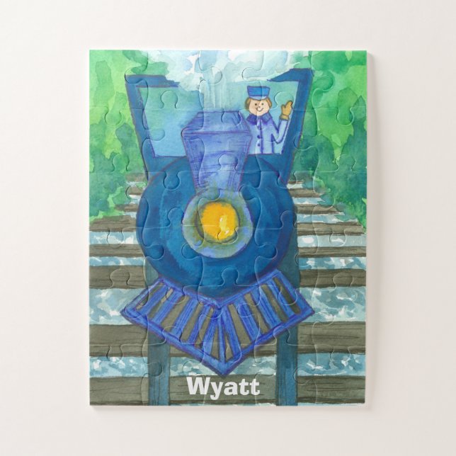 Puzzle Niños conocidos de encargo del tren azul del vapor (Vertical)