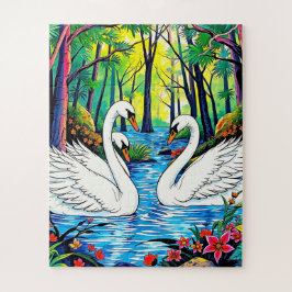 Puzzle Niños de cisnes románticos