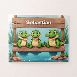 Puzzle Niños de cocodrilo lindo personalizados