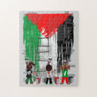 Puzzle Niños de Gaza pintando la bandera de Palestina