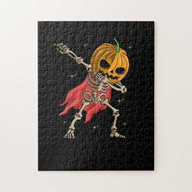 Puzzle Niños de Halloween niños con Calabaza de Skeleton  (Vertical)