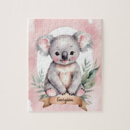 Puzzle Niños de Koala personalizados de color rosa