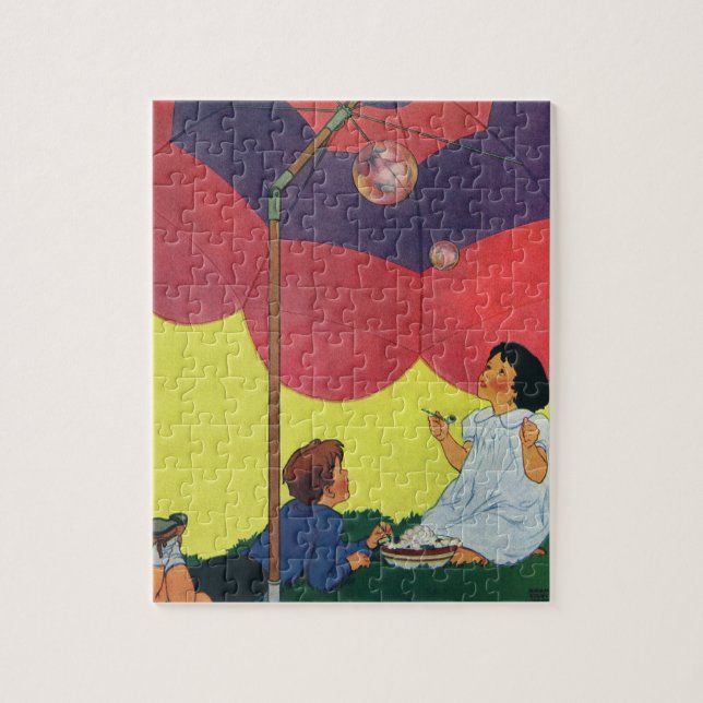 Puzzle Niños de la época juegan a Chica y niños chocando  (Vertical)