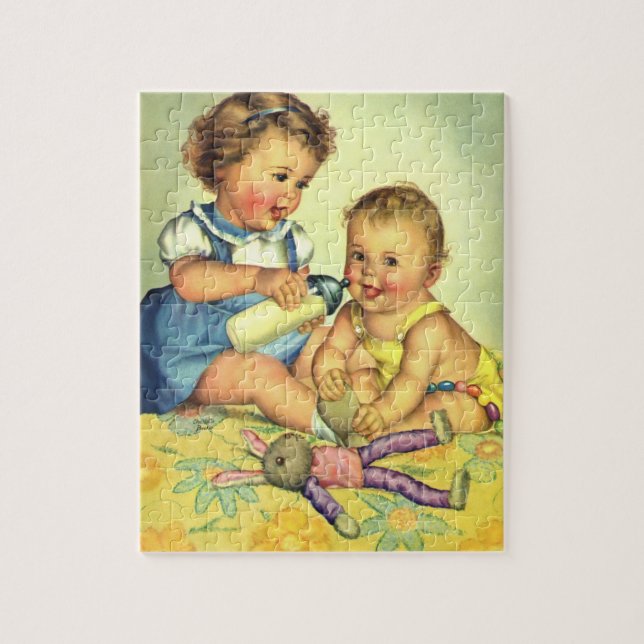 Puzzle Niños de la época, niños felices y felices sonrien (Vertical)