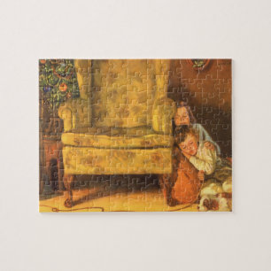 Puzzle Niños de Navidad añejos esperando a Papá Noel