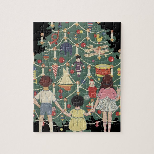 Puzzle Niños de Navidad ventilado alrededor de un árbol d (Vertical)