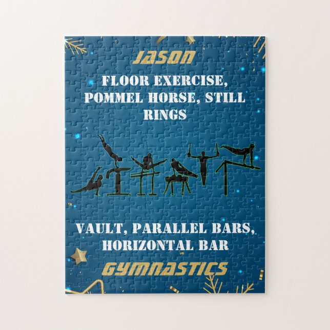 Puzzle Niños Gimnasia de Invierno de Oro Azul Personaliza (Vertical)