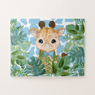 Puzzle Niños Jirafa de la Jungla Azul con Corbata de Lazo