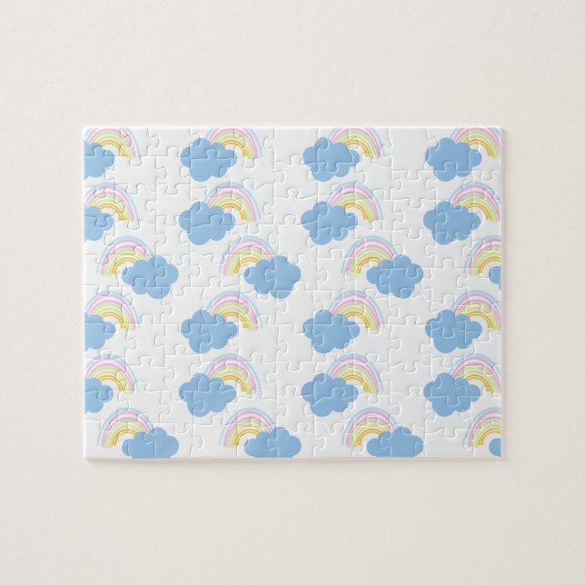 Puzzle Niños Lindos Nubes Arcoíris Caprichosos (Horizontal)