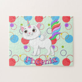 Puzzle Niños Llaman a Kitty Unicorn Actividad de Aprendiz
