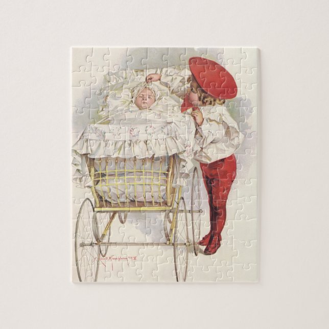 Puzzle Niños, niños y bebés victorianos de época en Pram (Vertical)