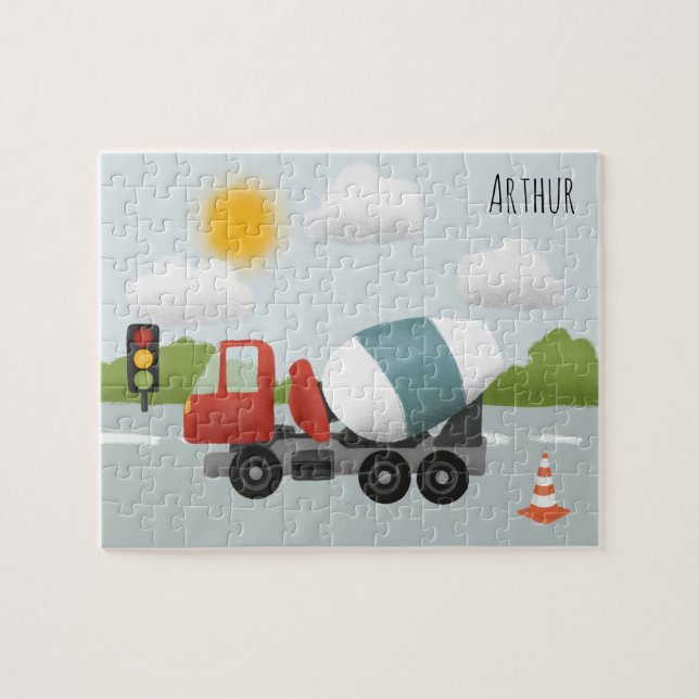 Puzzle Niños Personalizados de construcción de carreteras (Horizontal)