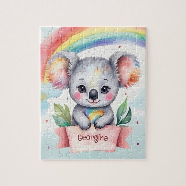 Puzzle Niños personalizados de Rainbow Koala (Vertical)
