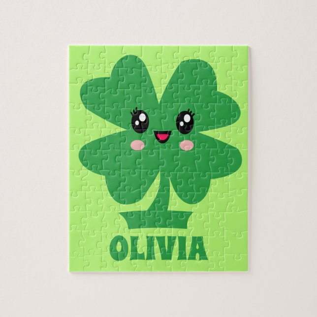 Puzzle Niños personalizados de Shamrock verde (Vertical)