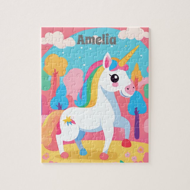 Puzzle Niños personalizados de Unicorn (Vertical)