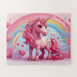 Puzzle Niños personalizados de unicornio rosado