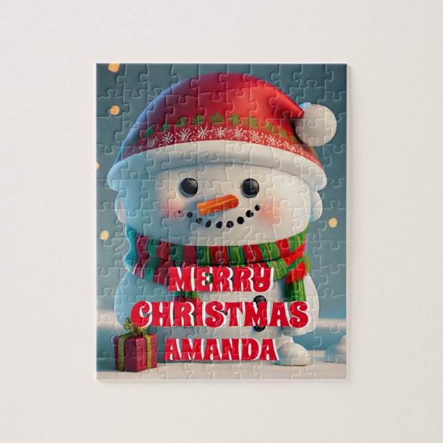 Puzzle Niños personalizados Navidades de muñecos de nieve (Vertical)
