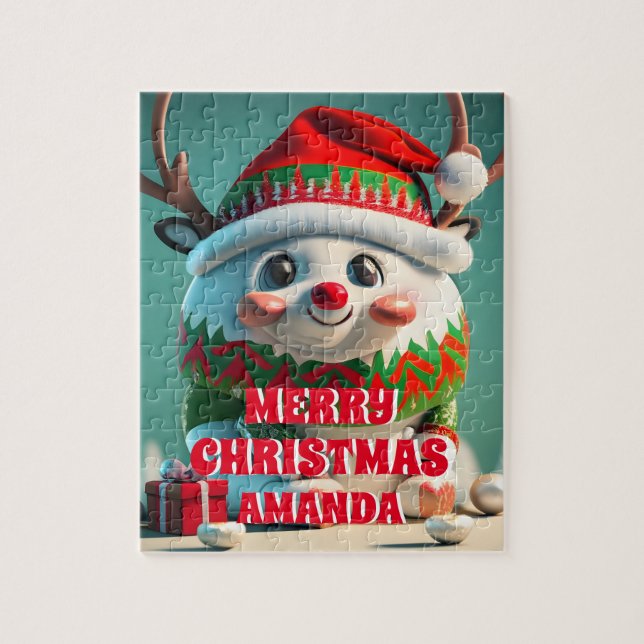 Puzzle Niños personalizados Navidades de renos (Vertical)