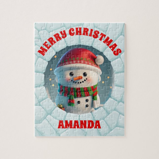 Puzzle Niños personalizados por Navidades de Snowman en 3 (Vertical)