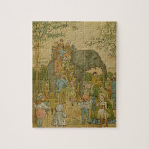 Puzzle Niños que montan en el elefante (litho)